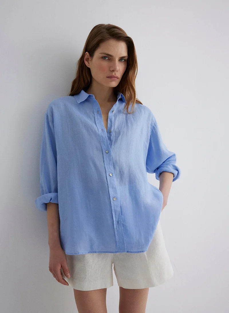MAVI Blue Linen Shirt