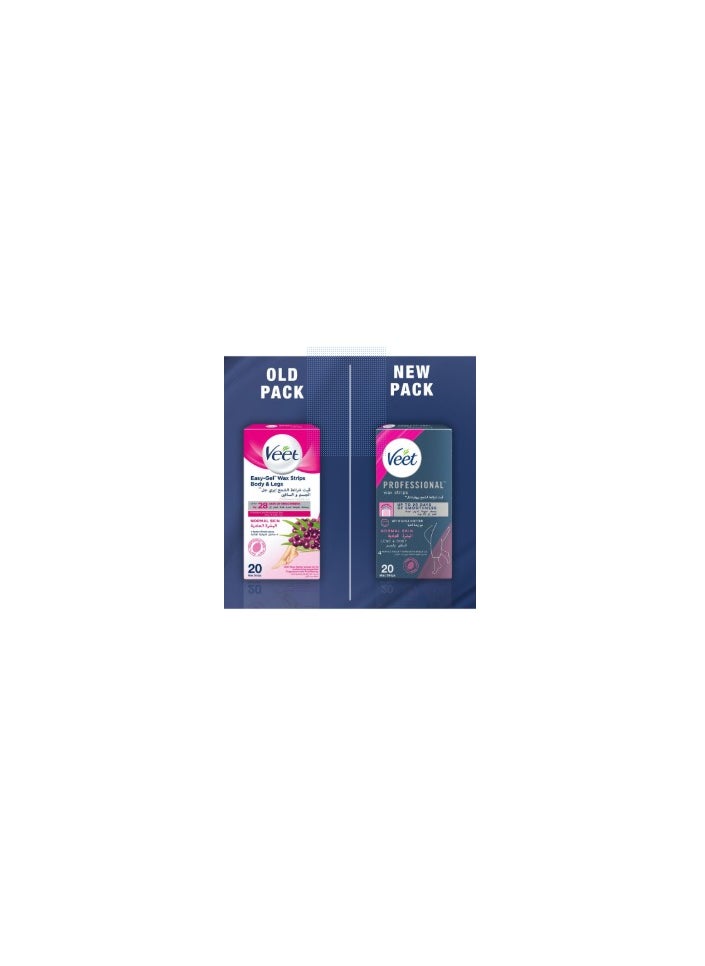 Veet Easy Gel Wax Strips Body And Legs For Normal Skin Hair Removal Moisturising Shea Butter 20 Strips  - Image 3