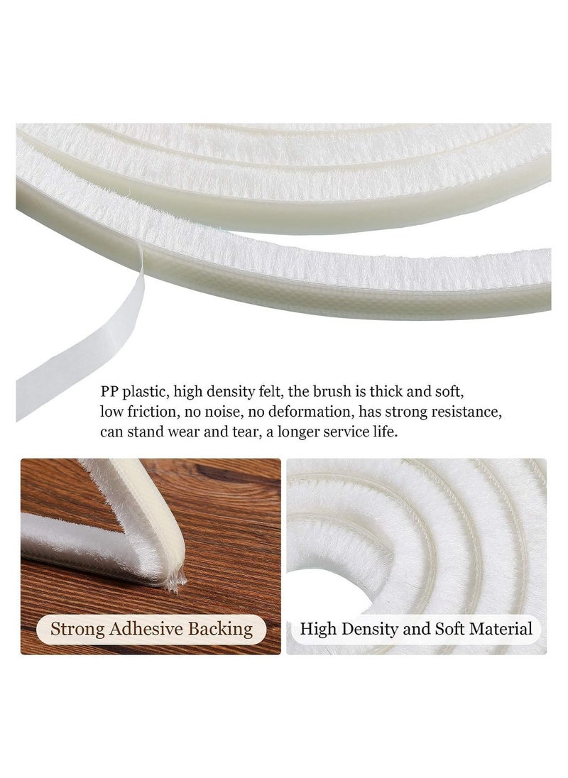 Zimtal - Brush Weather Seal Strip for Sliding Windows/Doors Frame Side, Pile Self Adhesive Weatherstrip Seal Tape for Door Draft Stopper, SoundProof Winter Insulation, Size (9mm*9mm, White) - Image 1