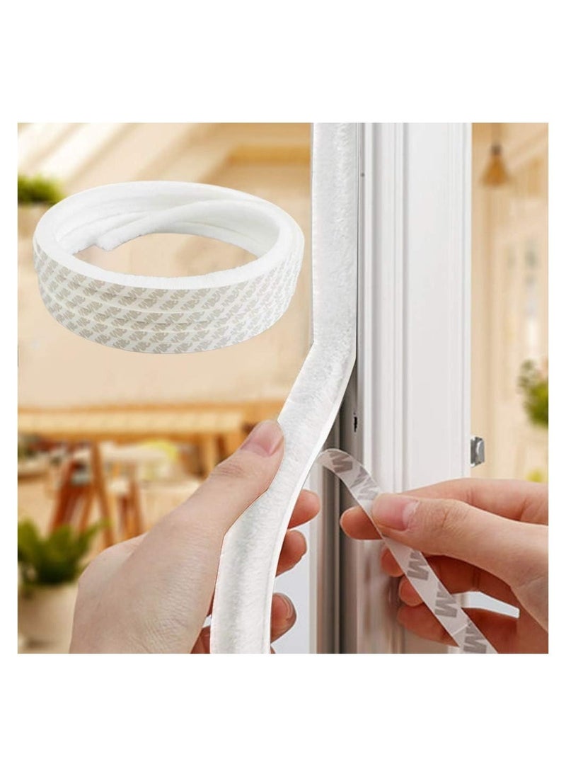 Zimtal - Brush Weather Seal Strip for Sliding Windows/Doors Frame Side, Pile Self Adhesive Weatherstrip Seal Tape for Door Draft Stopper, SoundProof Winter Insulation, Size (9mm*9mm, White) - Image 1