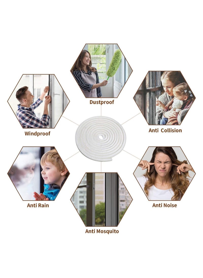 Zimtal - Brush Weather Seal Strip for Sliding Windows/Doors Frame Side, Pile Self Adhesive Weatherstrip Seal Tape for Door Draft Stopper, SoundProof Winter Insulation, Size (9mm*9mm, White) - Image 1