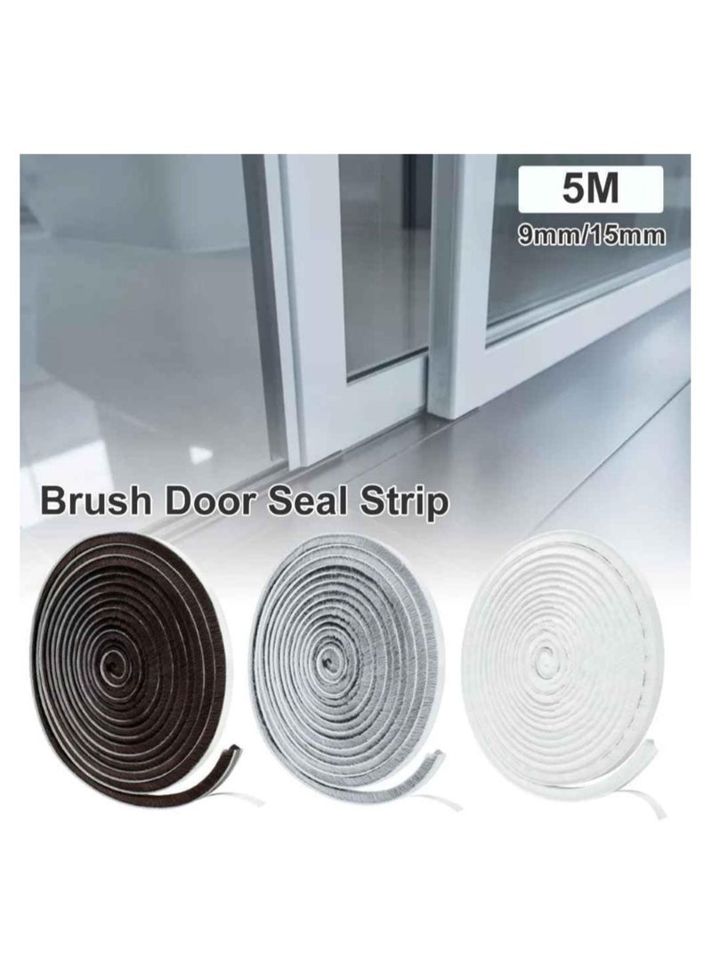 Zimtal - Brush Weather Seal Strip for Sliding Windows/Doors Frame Side, Pile Self Adhesive Weatherstrip Seal Tape for Door Draft Stopper, SoundProof Winter Insulation, Size (9mm*9mm, White) - Image 1