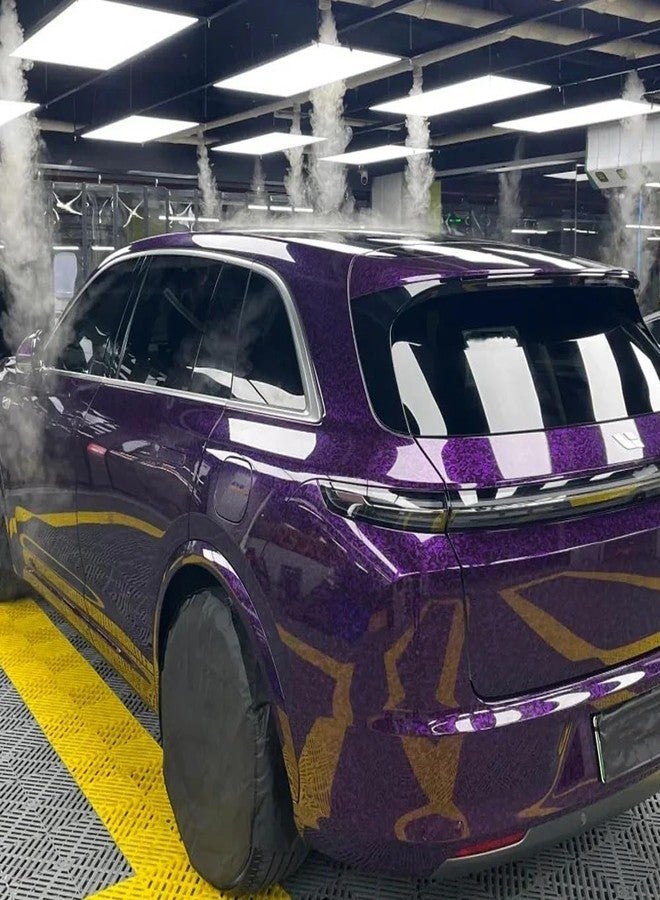 LZLRUN لفافة فينيل لزلكرون المصنوعة من ألياف الكربون اللامعة باللون الأرجواني مع ملصقات لإطلاق الهواء (1 قدم × 10 أقدام، أرجواني) - Image 4