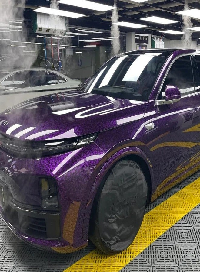 LZLRUN لفافة فينيل لزلكرون المصنوعة من ألياف الكربون اللامعة باللون الأرجواني مع ملصقات لإطلاق الهواء (1 قدم × 10 أقدام، أرجواني) - Image 3