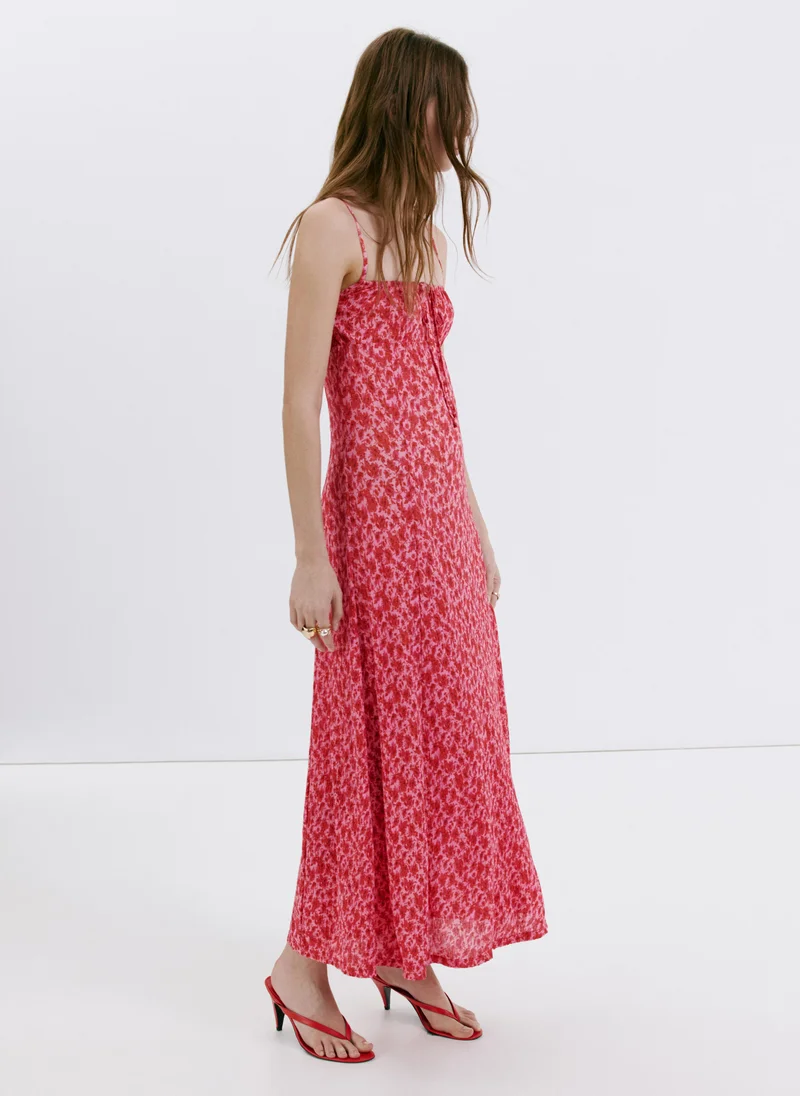 مانجو Floral-Print Pleated Dress