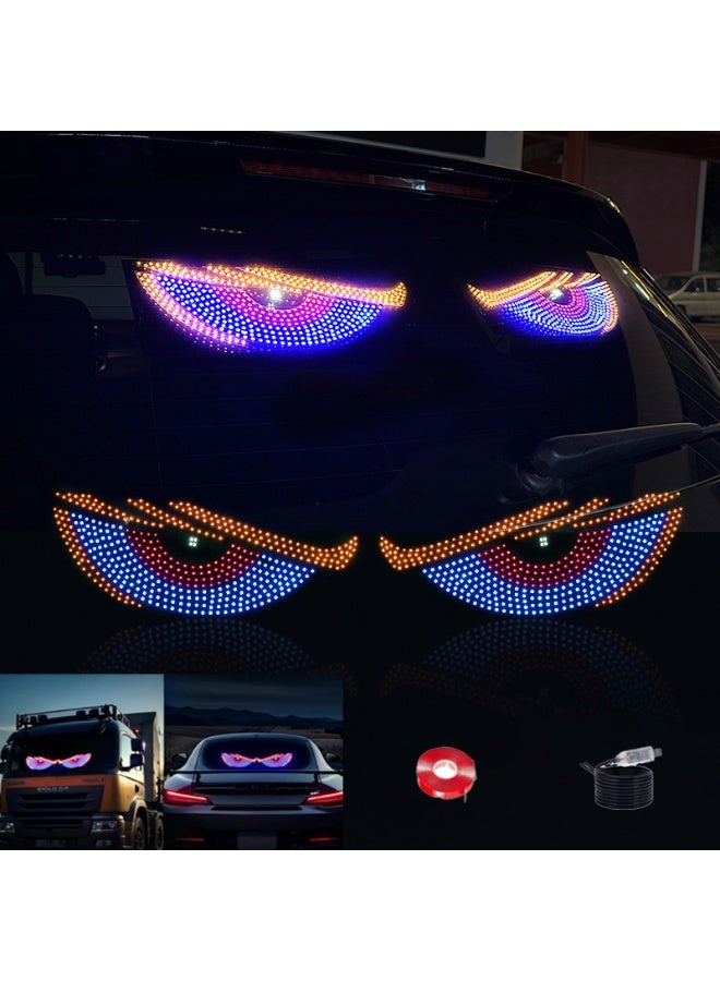 2-Pack Car LED demon eye decorative lights, USB warning lights, dynamic demon eye mood lights, auto accessories, 11.8" x 4.7", suitable for windows of sedan and small to medium trucks - Image 1