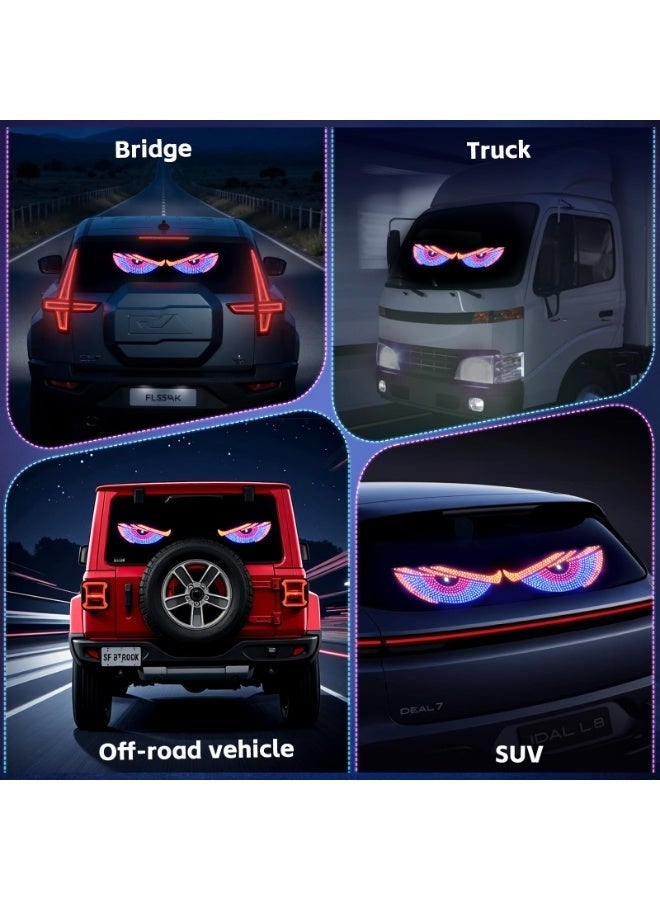 2-Pack Car LED demon eye decorative lights, USB warning lights, dynamic demon eye mood lights, auto accessories, 11.8" x 4.7", suitable for windows of sedan and small to medium trucks - Image 5