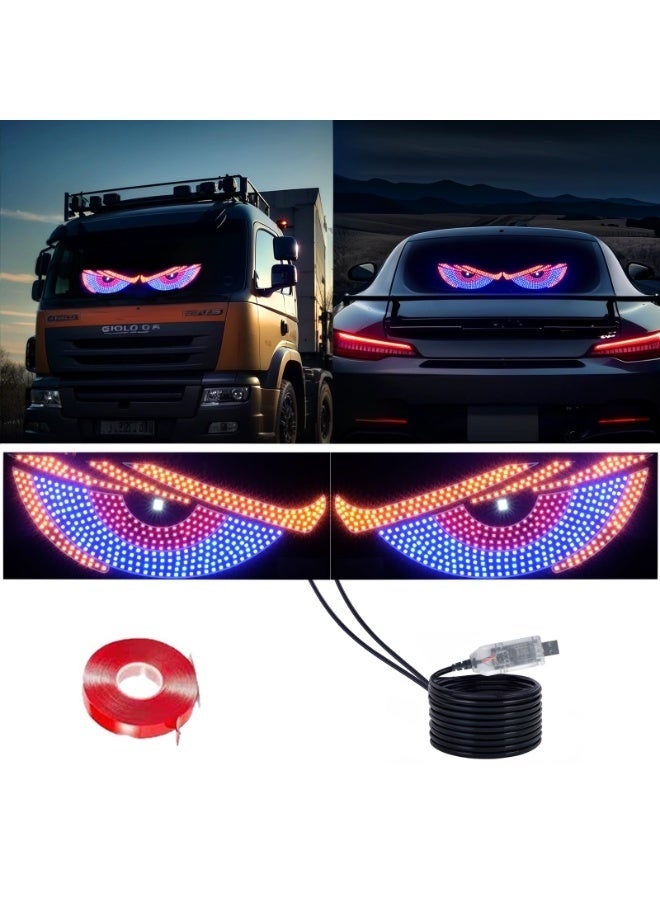 2-Pack Car LED demon eye decorative lights, USB warning lights, dynamic demon eye mood lights, auto accessories, 11.8" x 4.7", suitable for windows of sedan and small to medium trucks - Image 3