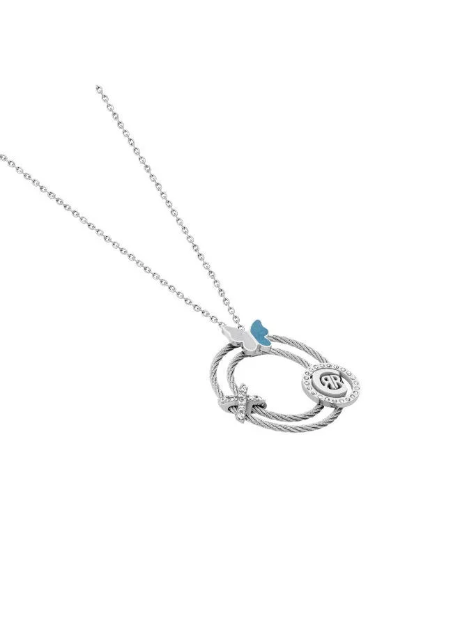 CERRUTI 1881  Papillon Silver Turquoise and MOP Crystals Necklace for Women | Best Price UAE