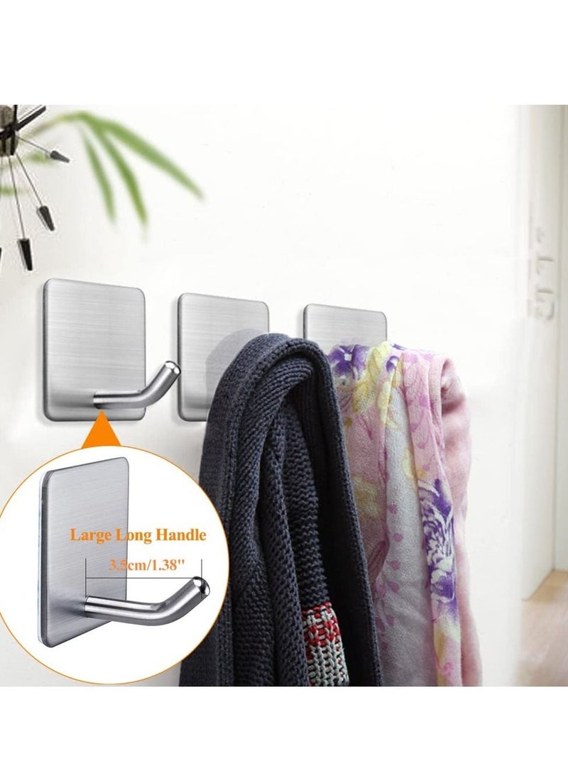 Heavy Duty Adhesive Hooks Towel Hook Stick on Hooks Wall Hangers Waterproof Stainless Steel Sticky Hooks for Hanging Bathroom Kitchen Home 4 Packs  - Image 2