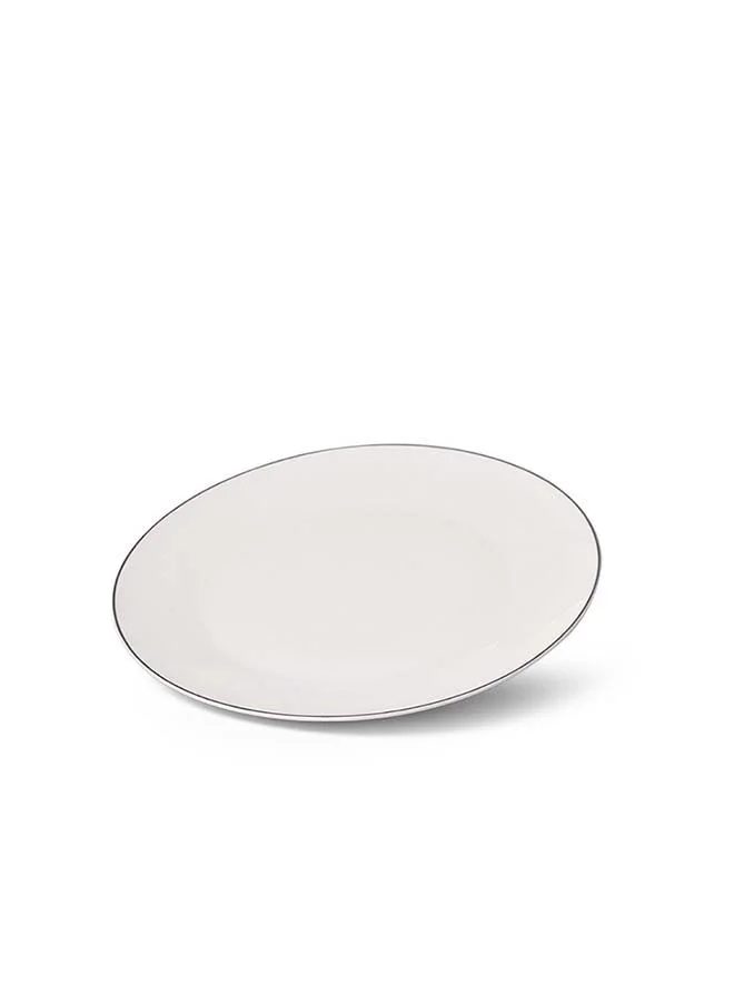 Fissman Plate  Aleksa Series White Porcelain With A Platinum Finish For Dessert, Salad, Appetizer, Small Lunch, Dinner Plate, Dishwasher Safe, Scratch Resistant, Kitchen Tableware 20cm