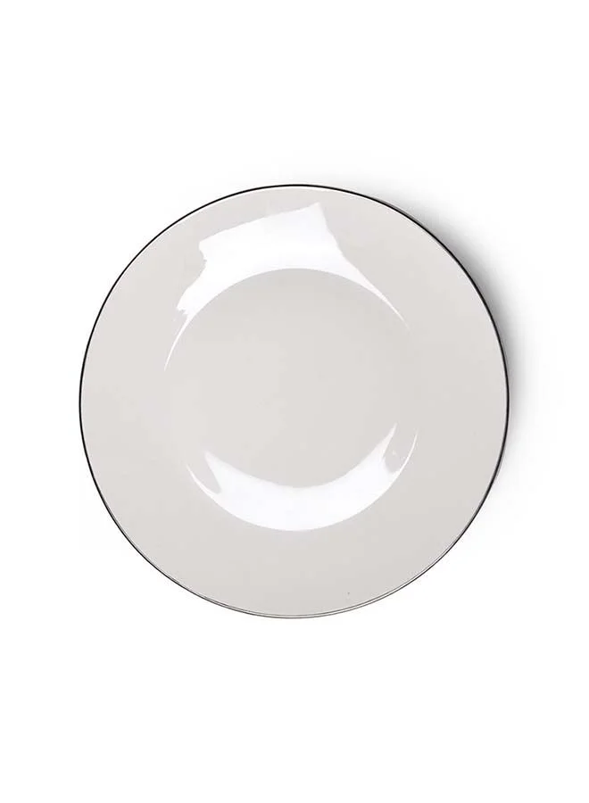 Fissman Plate  Aleksa Series White Porcelain With A Platinum Finish For Dessert, Salad, Appetizer, Small Lunch, Dinner Plate, Dishwasher Safe, Scratch Resistant, Kitchen Tableware 20cm