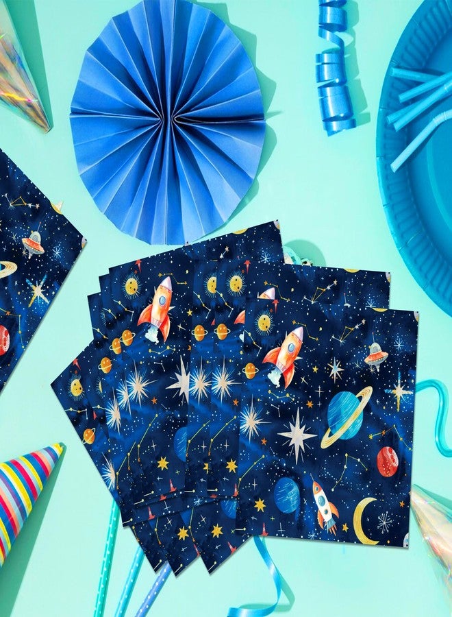 BHNACIER 40Pcs Outer Space Party Napkins Solar System Galaxy Paper Napkins Planet Theme Party Napkins Astronaut Dinner Paper Napkin Rocket Ship Disposable Partys Napkin Solar System Napkin Party Decorations - Image 4