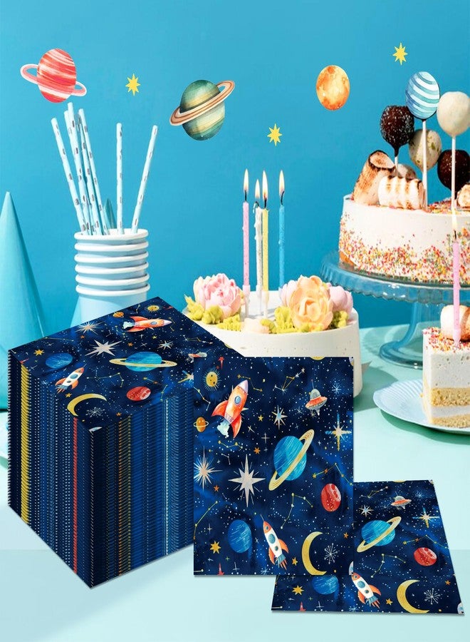 BHNACIER 40Pcs Outer Space Party Napkins Solar System Galaxy Paper Napkins Planet Theme Party Napkins Astronaut Dinner Paper Napkin Rocket Ship Disposable Partys Napkin Solar System Napkin Party Decorations - Image 5