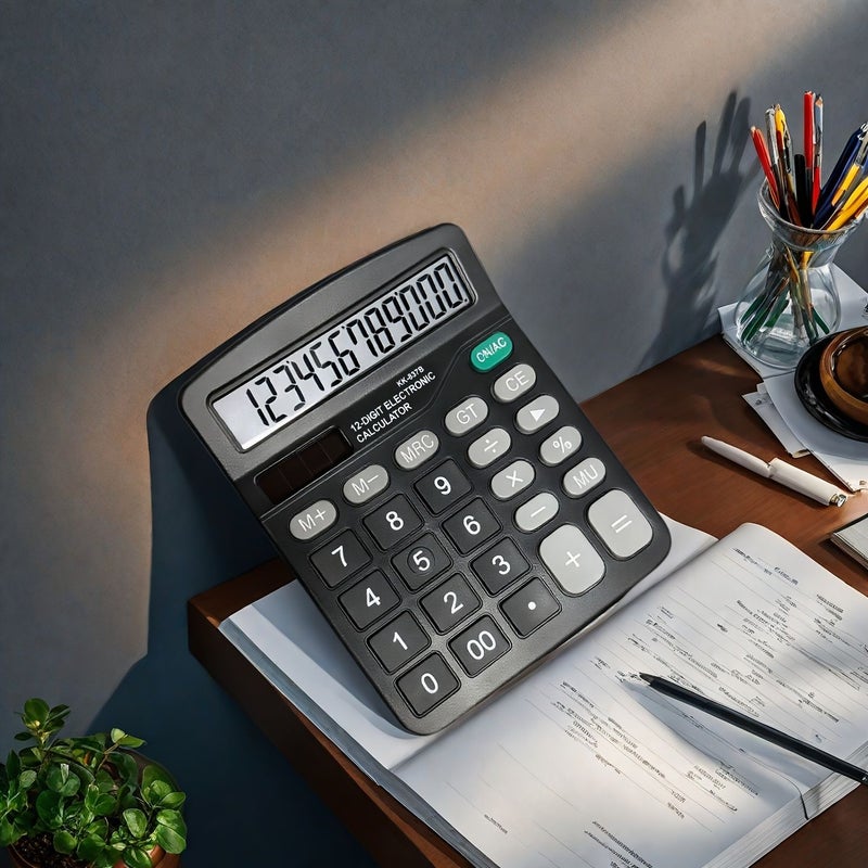 12 Digit Display Office Business Financial Calculator For Home Study And Office Use With LED Screen 1 Black - Image 3