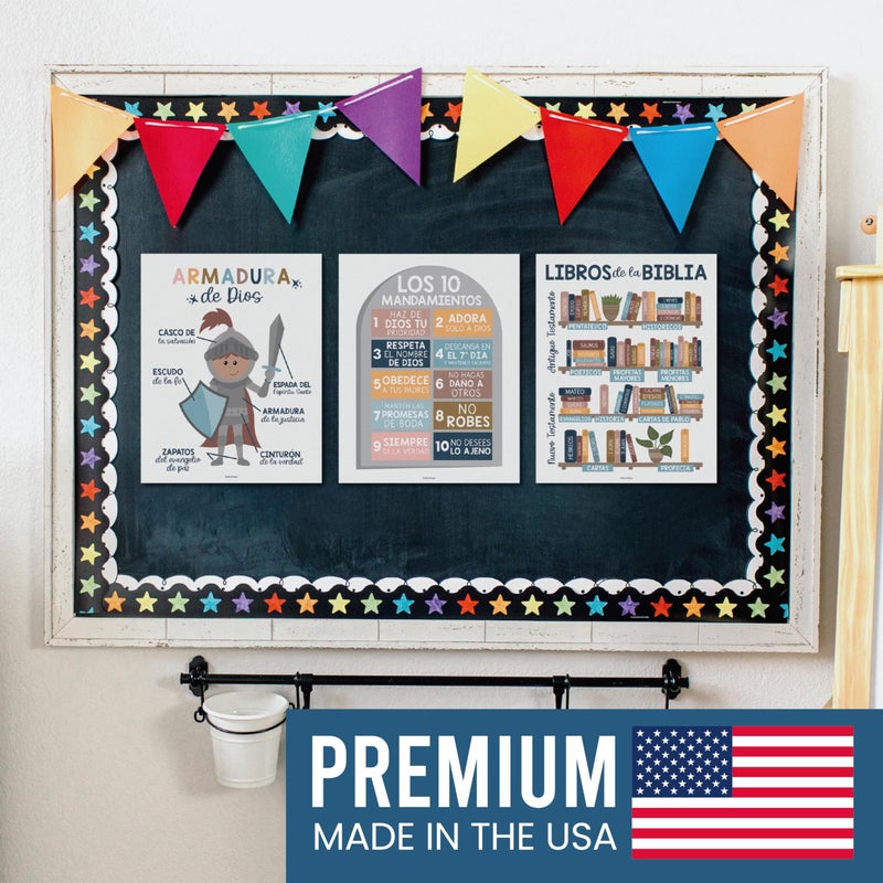 Hadley Designs Spanish Classroom Decorations - Spanish Classroom Must Haves, Books Of The Bible Poster, Bible Posters For Kids, Cuadros Cristianos En EspaÃ±ol, Boho Textos Biblicos EspaÃ±ol Para Pared - Image 3