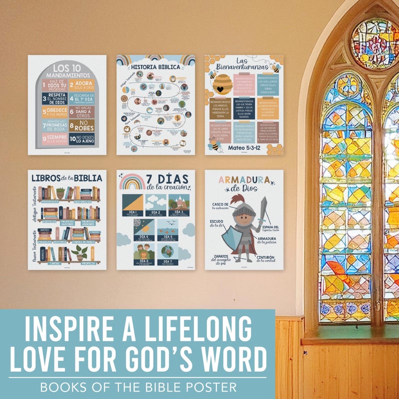 Hadley Designs Spanish Classroom Decorations - Spanish Classroom Must Haves, Books Of The Bible Poster, Bible Posters For Kids, Cuadros Cristianos En EspaÃ±ol, Boho Textos Biblicos EspaÃ±ol Para Pared - Image 5