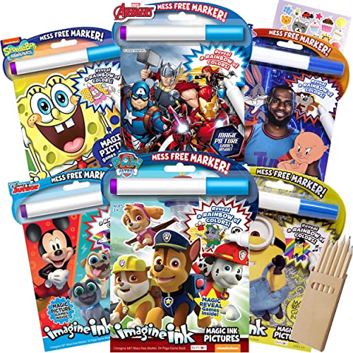 Bendon Publishing Imagine Ink Assorted Set of Coloring Books for Boys Mess Free Invisible with Play Sticker Bonus  Wood Coloring Pencils Fun Favors Stickers Bulk - Image 1