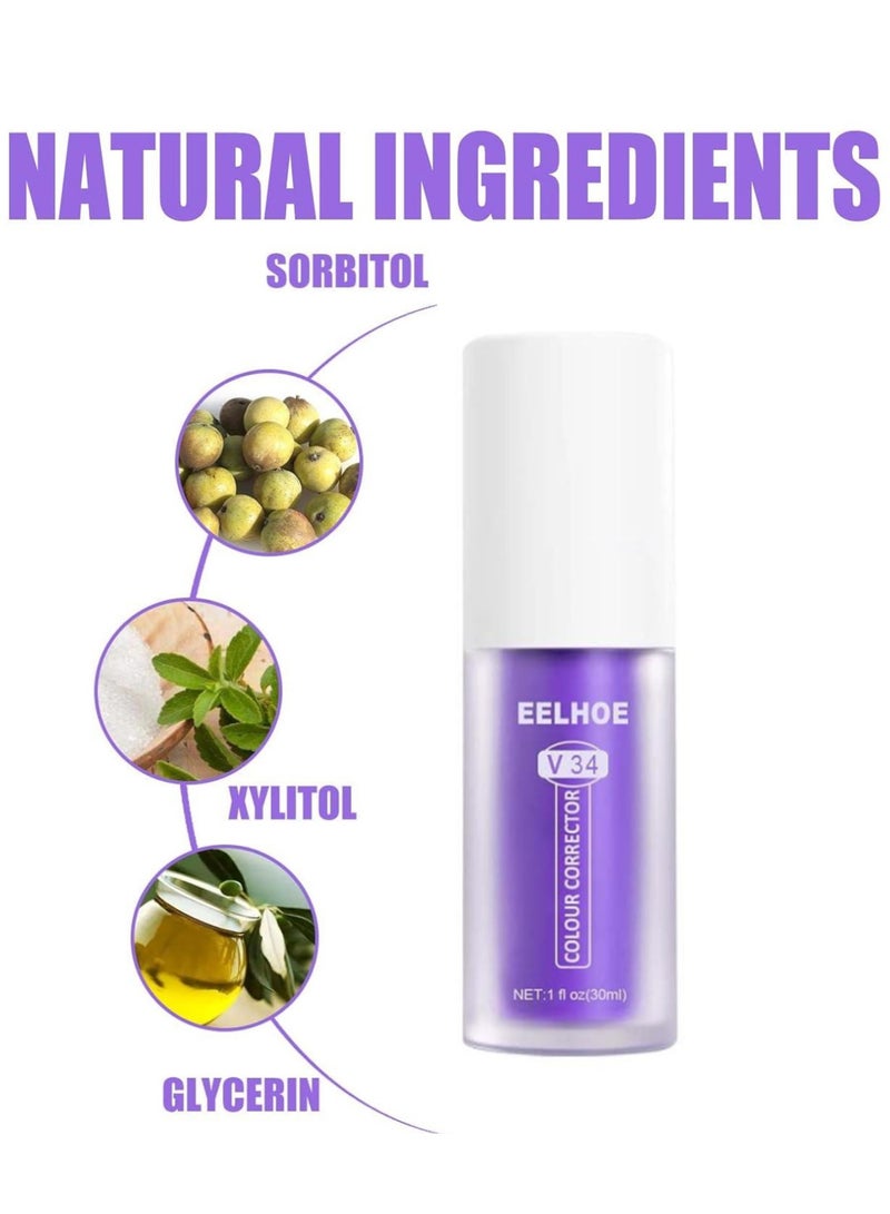 EELHOE V34 Purple Color Corrector - Teeth Whitening and Brightening Booster, Stain Removal, Sensitivity Relief, Cavity Protection - Image 4