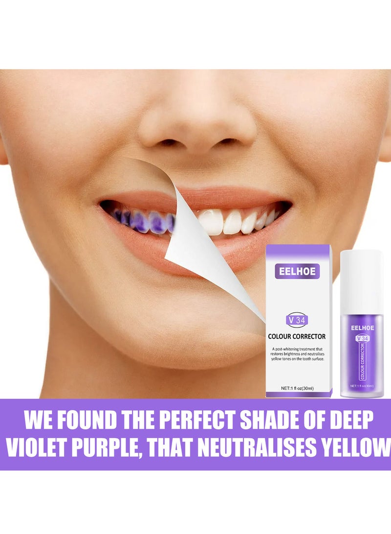 EELHOE V34 Purple Color Corrector - Teeth Whitening and Brightening Booster, Stain Removal, Sensitivity Relief, Cavity Protection - Image 2