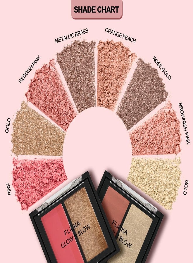 FLiCKA Glow N Blow Blusher And Highlighter Palette For Face Makeup| Long Lasting, Travel Friendly, Highly Pigmented Flawless Look | 02 Extra Ordinary - Image 5