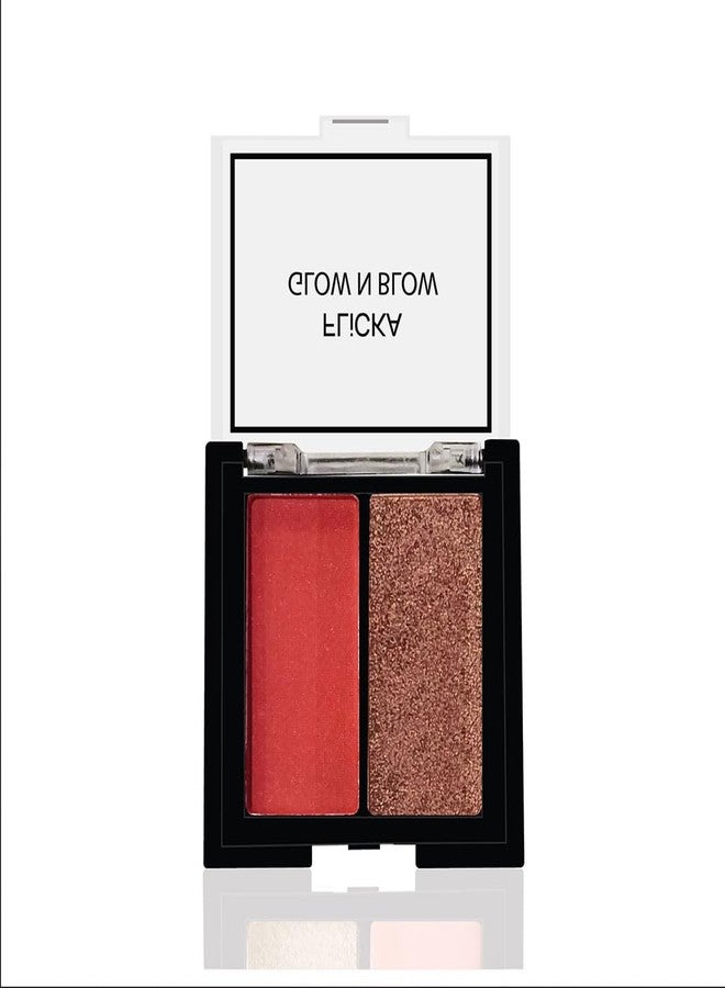 FLiCKA Glow N Blow Blusher And Highlighter Palette For Face Makeup| Long Lasting, Travel Friendly, Highly Pigmented Flawless Look | 02 Extra Ordinary - Image 1