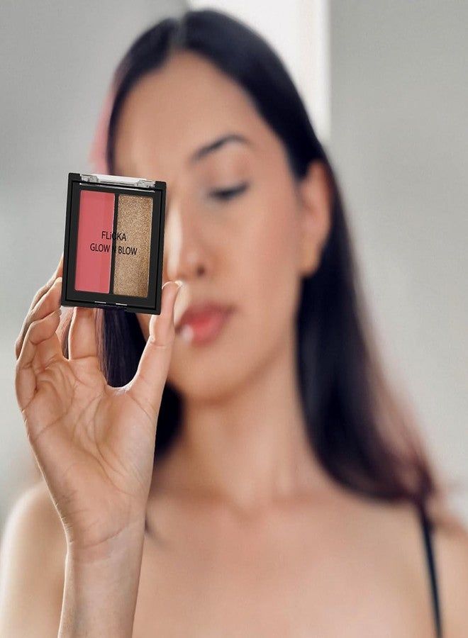 FLiCKA Glow N Blow Blusher And Highlighter Palette For Face Makeup| Long Lasting, Travel Friendly, Highly Pigmented Flawless Look | 02 Extra Ordinary - Image 3