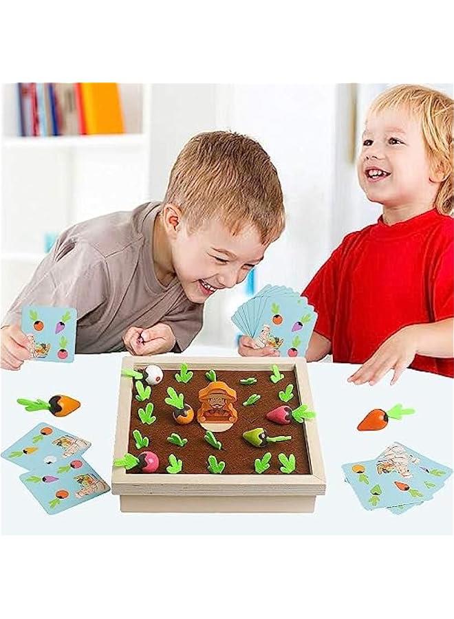 هوكور العاب مونتيسوري للاطفال الصغار من عمر 3 و4 و5 سنوات للاولاد والبنات، لعبة خشبية لعبة حصاد الجزر، العاب تعليمية مطابقة لفرز الاشكال، لعبة ذاكرة الفجل هدايا المهارات الحركية الدقيقة للاطفال من سن 3-5 - Image 3