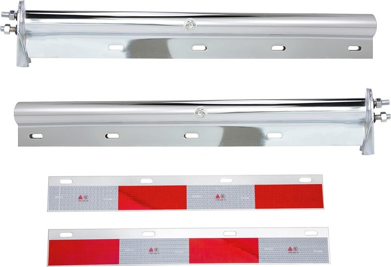TBOZZ Chrome Straight Spring Loaded Mud Flap Hanger - Round Tube Style, 1-1/8" Bolt Spacing, 30" Length - Image 1