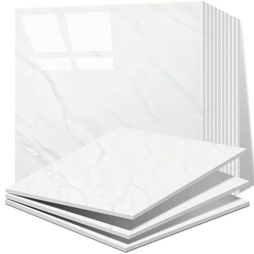 Vieshful 20pcs Peel and Stick Backsplash Tile，12"x12" Self Adhesive Marble Tile for Wall, PVC Waterproof Shower Wall Panels, Back Splash Stick on Tiles for Kitchen Bathroom Living Room, Not Real Tile - Image 1