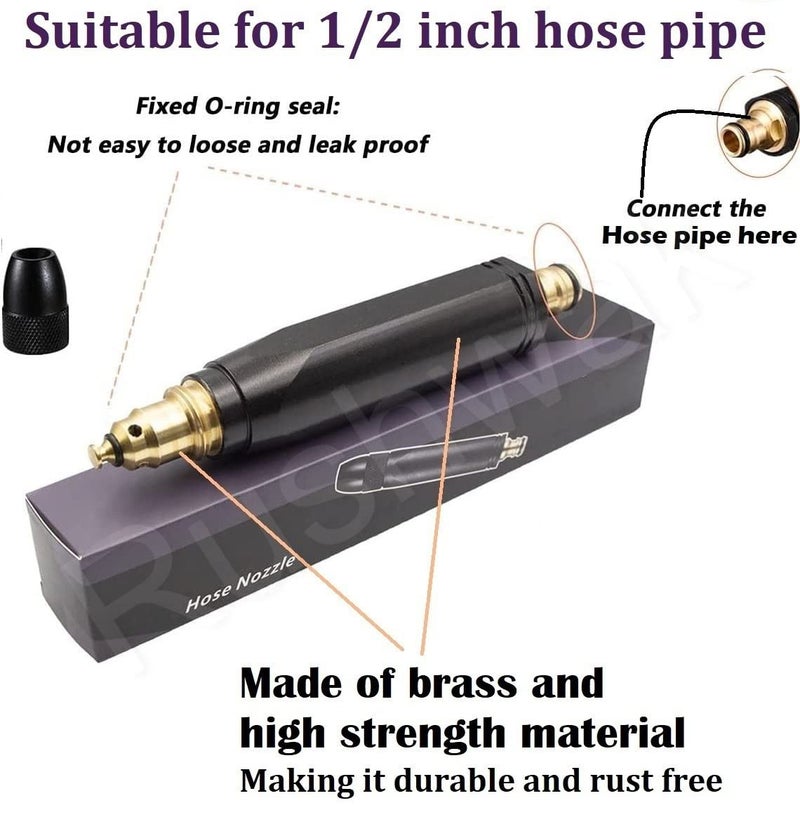 Rushwak Water Spray Gun for Car Wash Bike Washing Gun for 1/2" Hose Pipe High Pressure Water Gun Nozzle Adjustable Car Washer Gun Brass Jet Water Spray Nozzle for Garden & Window, 10 x 2 Cm - Image 2