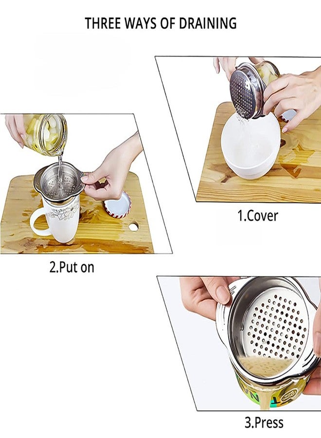 Dadamong 3-Pack Tuna Can Strainer, Stainless Steel Sieve Tuna Strainer Press Can Oil Squeezer Canning Colander for Regular-Size and Wide-Necked Tunas, Dishwasher Safe 4.53 x 3.23 x 1 inch - Image 2