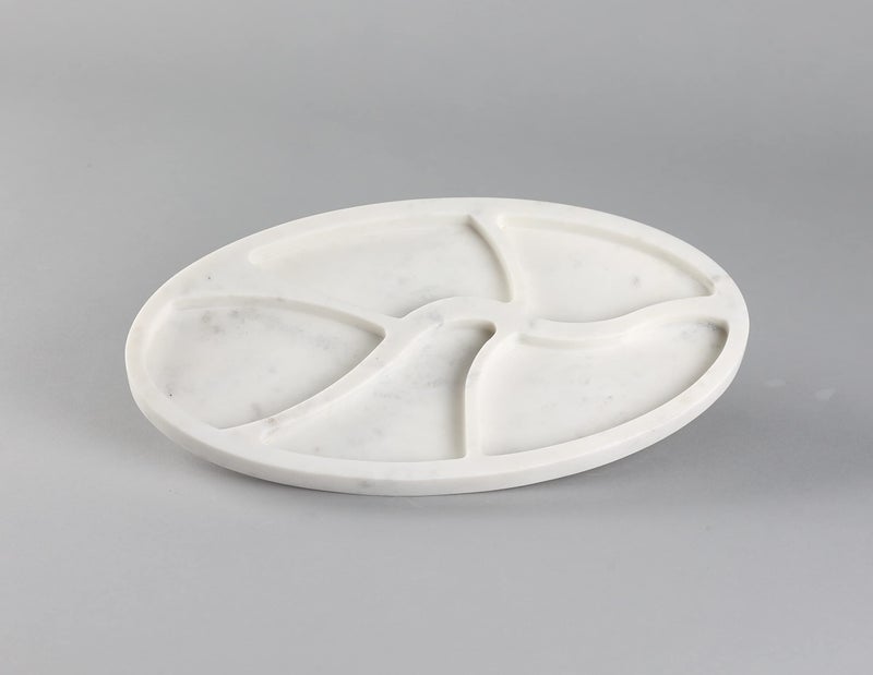 Stone Essential White Marble Serving Tray/Decoration Platter/Nut Organiser for Serving Dry Fruits, Cookies, Sweets and Snacks - Image 1