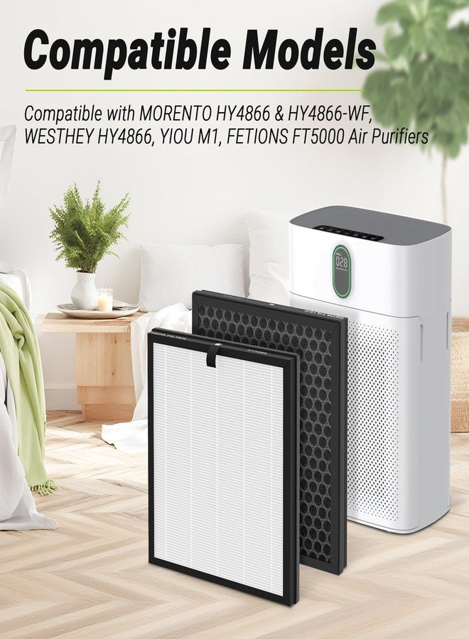 XBWW Premium HY4866 Replacement Filters Compatible with Morento HY4866, WESTHEY HY4866 and YIOU M1 Air Cleaner Purifier, 4 Packs - Image 2