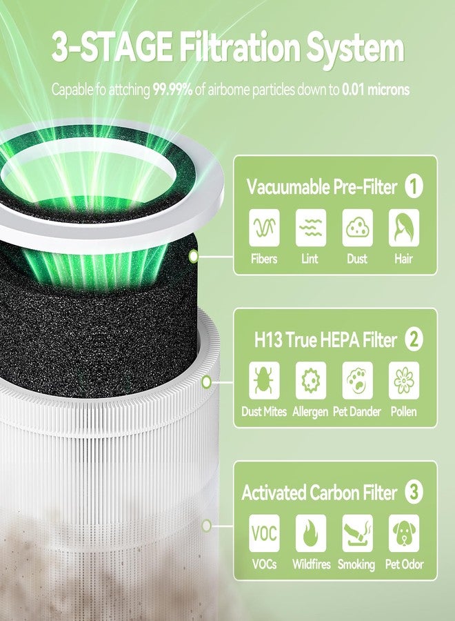 isingoione فلتر بديل AP100 AP102 متوافق مع أجهزة تنقية الهواء AromaRoom AP100-A و AP100-B و AP102 و Core Mini، فلتر HEPA وكربون نشط 3 في 1 (قاعدة، عبوة من قطعتين) - Image 3