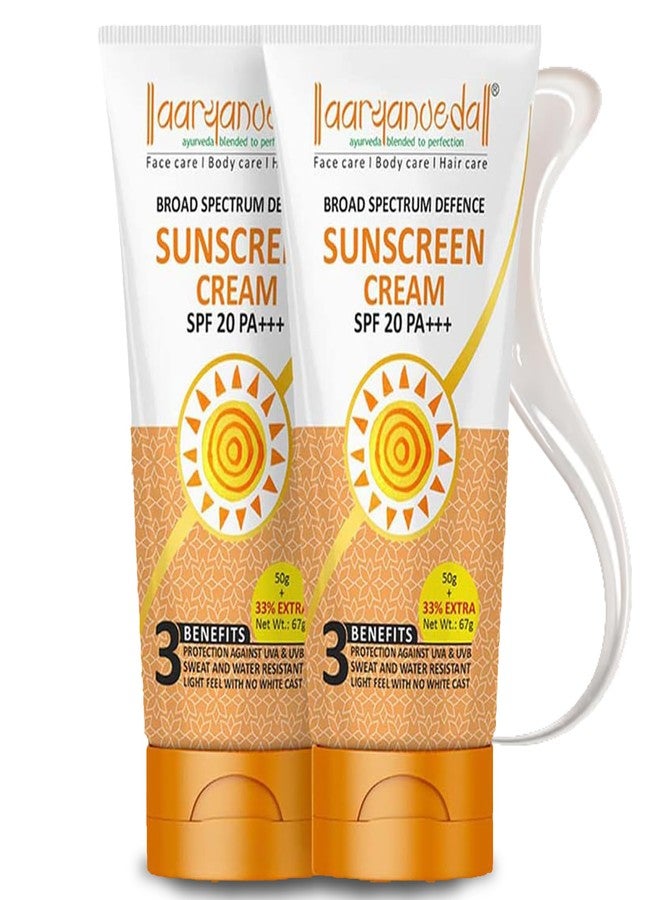 Aryanveda Sunscreen Spf 20 PA+ UV Protection for Women & Men with All Day Hydration 67gm Each (Pack of 2) - Image 1