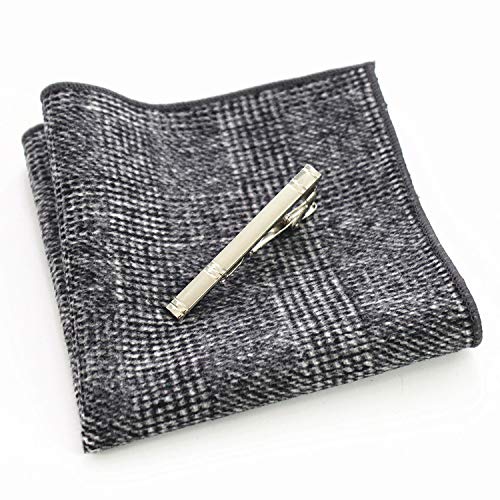 JEMYGINS White and Black Cashmere Wool Necktie and Pocket Square, Hankerchief and Tie Clip Sets for Men (7) - Image 3