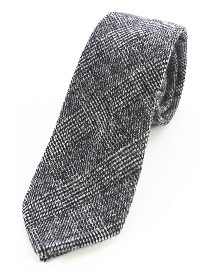 JEMYGINS White and Black Cashmere Wool Necktie and Pocket Square, Hankerchief and Tie Clip Sets for Men (7) - Image 2