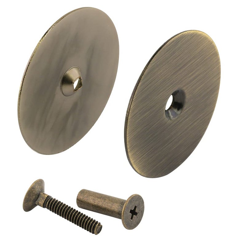 PrimeLine U 10088 Steel Door Hole Cover Plate Antique Brass Single Pack