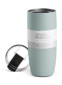 Simple Modern Simple Modern Travel Coffee Mug Tumbler with Flip Lid | Reusable Insulated Stainless Steel Cold Brew Iced Coffee Cup Thermos | Gifts for Women Men Him Her | Voyager Collection | 20oz | Sea Glass Sage  - Image 1