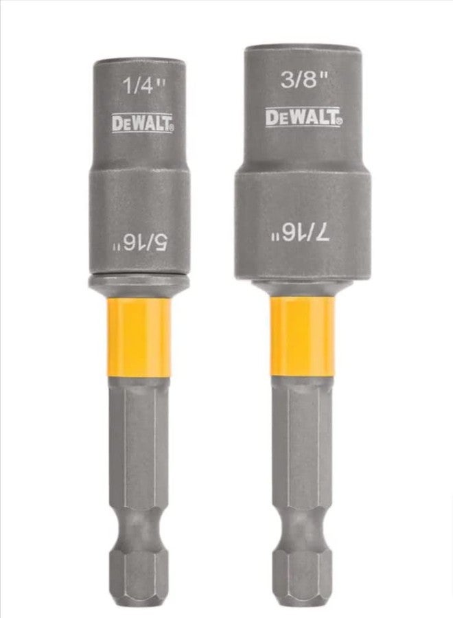 ديوالت مفك صواميل DEWALT Magnetic MAX IMPACT مزدوج الطرف مصنوع من الفولاذ الكربوني (عبوة من قطعتين) يتضمن مفكات صواميل بمقاسات من 1/4 إلى 5/16 ومن 3/8 إلى 7/16 لمفك صواميل بمقاس 1/4 بوصة (DWADNDMI2) - Image 3