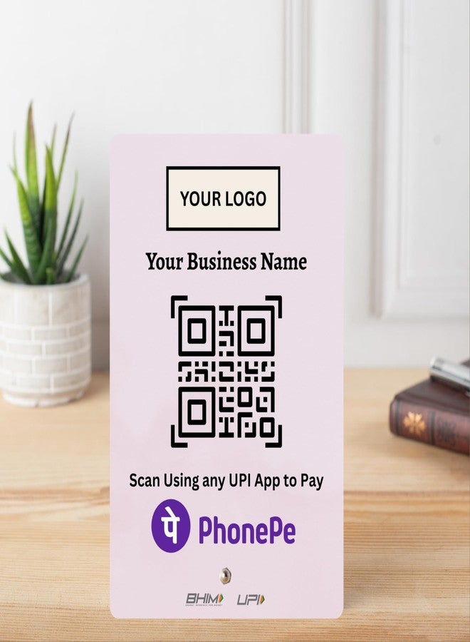 tinydabba UPI Payment Standee | Custom Acrylic Stand with QR Code, Logo & Business Name | Compatible with All Major UPI App | Design 2 - Image 1