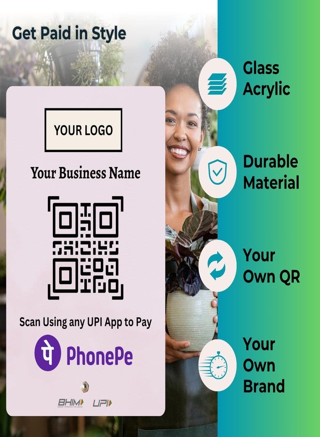 tinydabba UPI Payment Standee | Custom Acrylic Stand with QR Code, Logo & Business Name | Compatible with All Major UPI App | Design 2 - Image 5