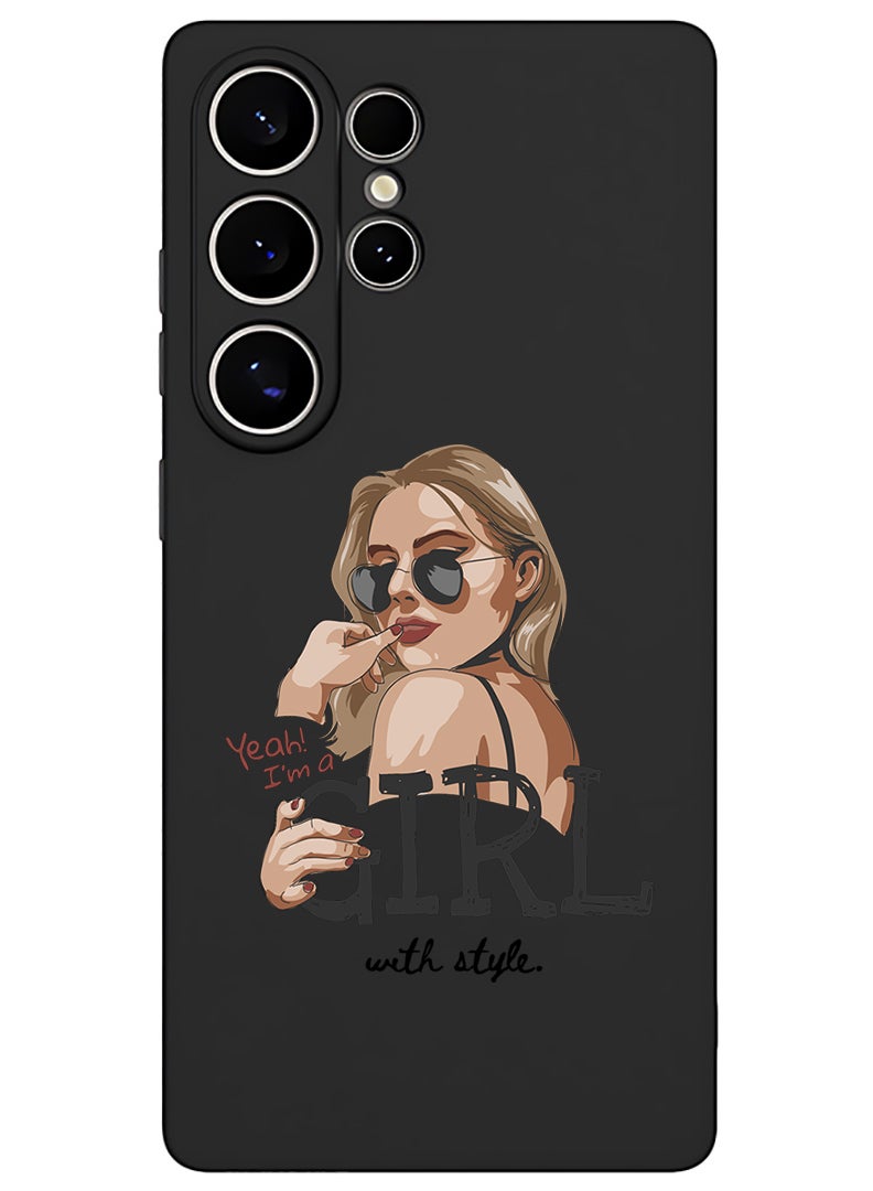 Theodor Protective Slim Fit Case Liquid Silicone Cover with Full Body Protection Anti-Scratch Shockproof Case For Samsung Galaxy S25 Ultra (Black) - Girl with Style - Image 1