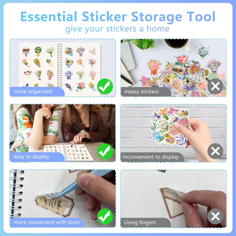 DHATMYC Reusable Sticker Book Collecting Album with 80 Sheets Blank Release Paper A5 Size Sticker Collection Storage Organizer for Adults with Tools (Black) - Image 2
