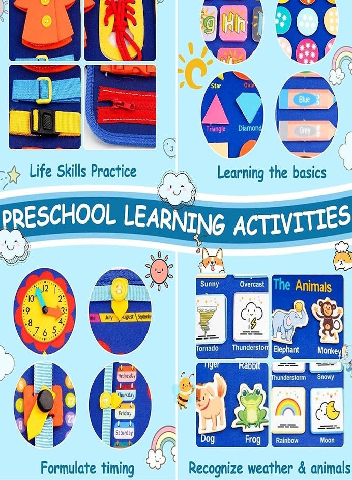 0 تي أوه وان تيك لوحة مشغولة مونتيسوري ألعاب الحس للأطفال الصغار 1 2 3 4 سنوات ، هدايا عيد ميلاد الأولاد والبنات ، كتاب مشغول للسفر لسيارة الطائرة ، أنشطة التعلم التعليمية للأعمار 1-3 - Image 2