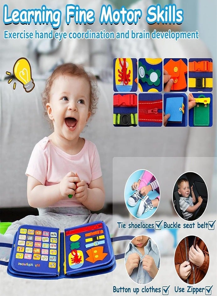 0 تي أوه وان تيك لوحة مشغولة مونتيسوري ألعاب الحس للأطفال الصغار 1 2 3 4 سنوات ، هدايا عيد ميلاد الأولاد والبنات ، كتاب مشغول للسفر لسيارة الطائرة ، أنشطة التعلم التعليمية للأعمار 1-3 - Image 4