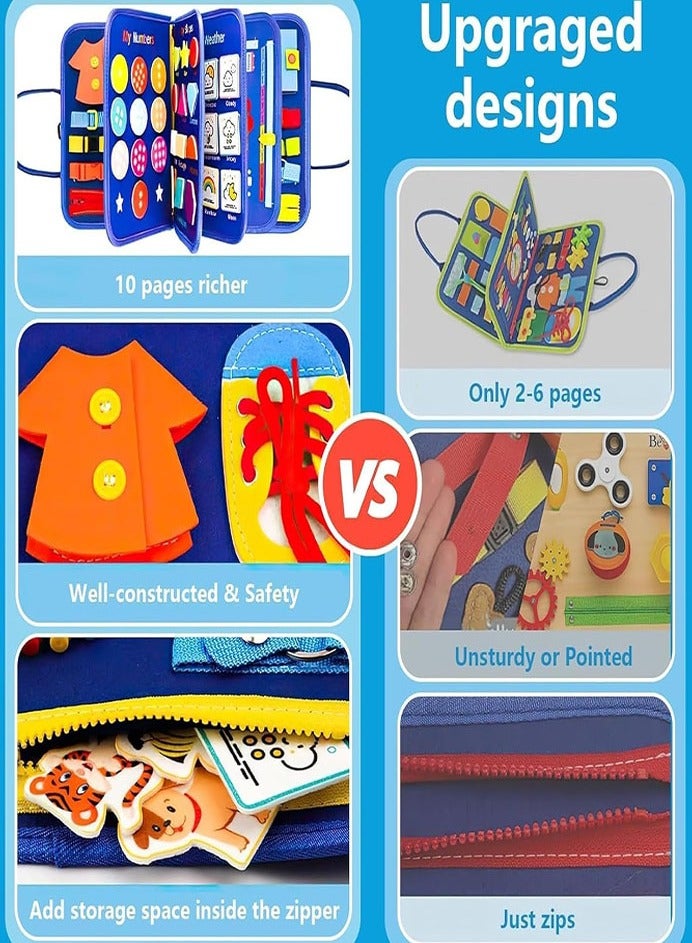 0 تي أوه وان تيك لوحة مشغولة مونتيسوري ألعاب الحس للأطفال الصغار 1 2 3 4 سنوات ، هدايا عيد ميلاد الأولاد والبنات ، كتاب مشغول للسفر لسيارة الطائرة ، أنشطة التعلم التعليمية للأعمار 1-3 - Image 5