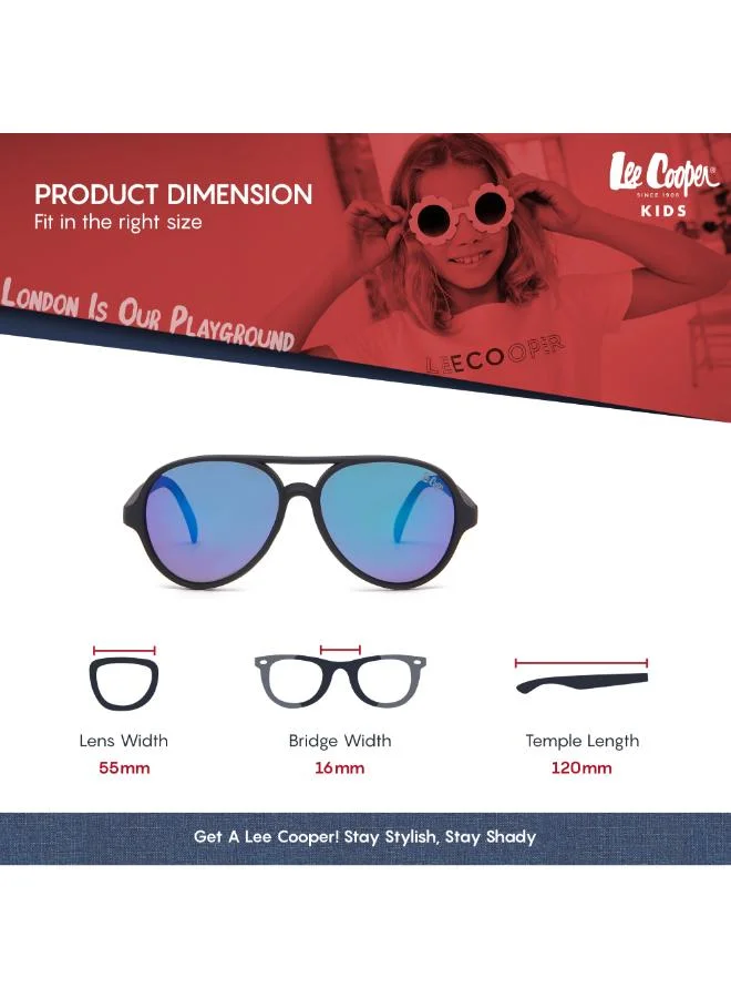 Lee Cooper Polarized Sunglasses Black Frame Green Mirror Mirror Lens 55mm  - LCK103C01