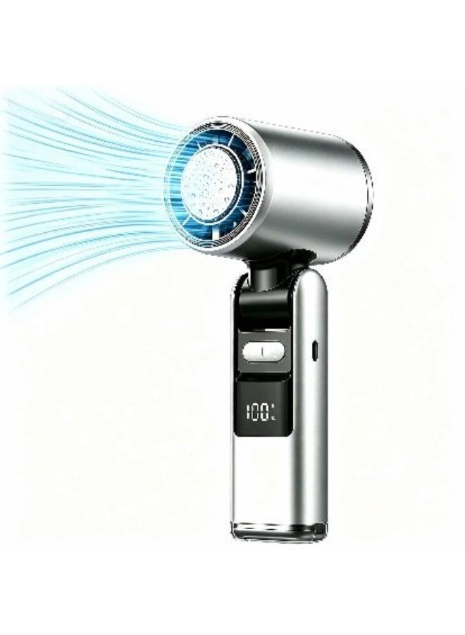 Jliyru Portable Handheld Turbo Fan, 5High-Speed Wind, Battery Operated, Up to 12H Runtime, 3 IN 1 Hand Fan with LED Display & Flashlight, Personal Cooling Fan for Travel, Outdoor, Beach Essentials - Image 1